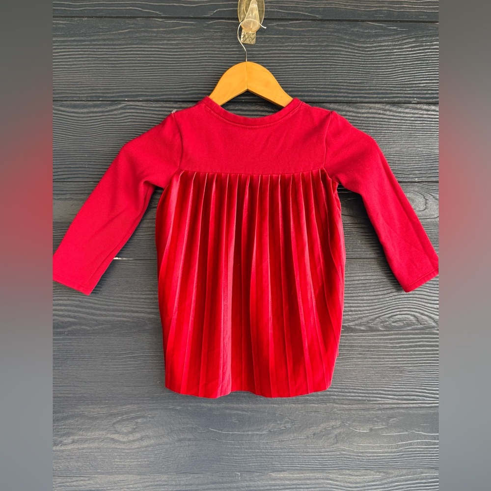 Tahari Girl Red Velvet Pleated Dress Top – Size 4T - Picture 4 of 6